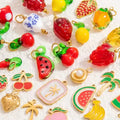 Handmade DIY Keychain Earring Necklace Bulk Strawberry Cherry Watermelon Grape 3D Enamel Fruit Charms Summer for Jewelry Making