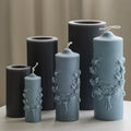 Cylindrical Flora Wax Making Decorative Gift Embossed Roses Candle Mould Flower Pillar Candle Silicone Molds