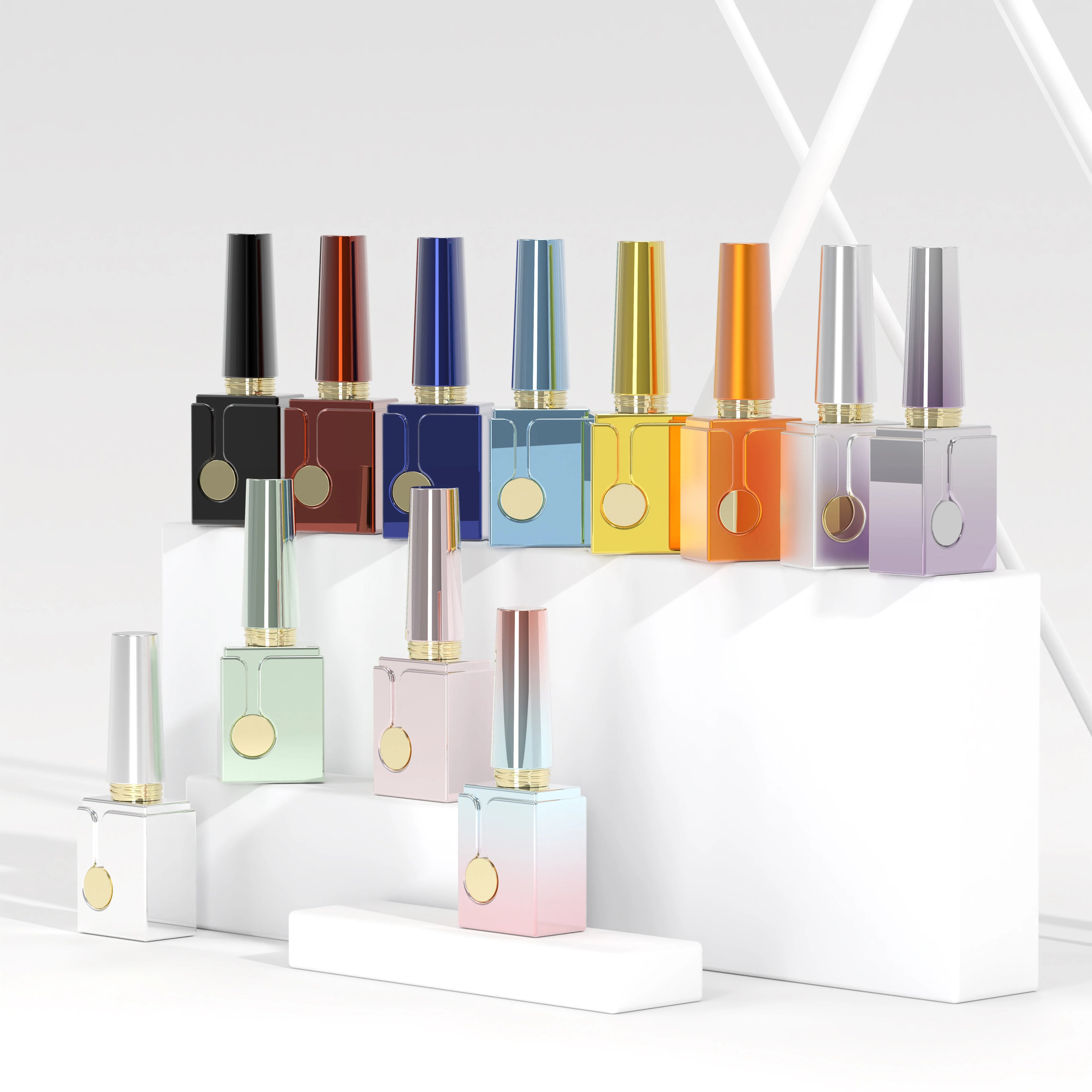 15ml Square Electroplated Custom Color Empty Gel Nail Polish Bottle Glass Packaging for Nail Art