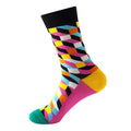 ODM Geometry Multicolored Jacquard Pattern Customization Cotton Socks Unisex Soft Middle Tube Crew Socks Casual Knitted Socks