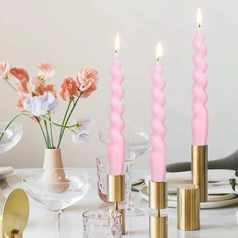 Long Twisted Silicone 3D Pillar Candle Molds for Aromatherapy Candle Soap Wax Making Unique Rod Resin Molds Silicone