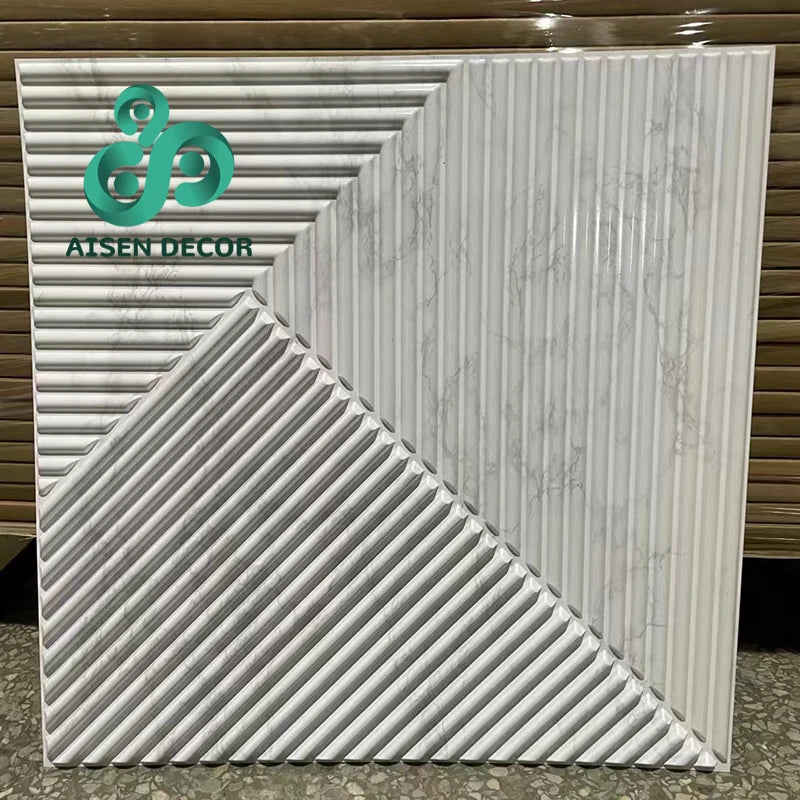 AISEN DECOR Luxury Modern Waterproof Interlocked Interior Ceiling Wall Decor for Hotels and Bedroom 3d Pvc Wall Panel