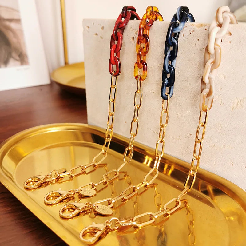 Fashion Women Eyeglasses Chains Multicolor Acrylic Stitching Chain Glasses Link 70CM Sunglasses Chain