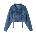 Women Denim Jean Jacket Casual Button up Oversized Coat Comfortable Fall Outwear Durable Ladies Denim Outerwear