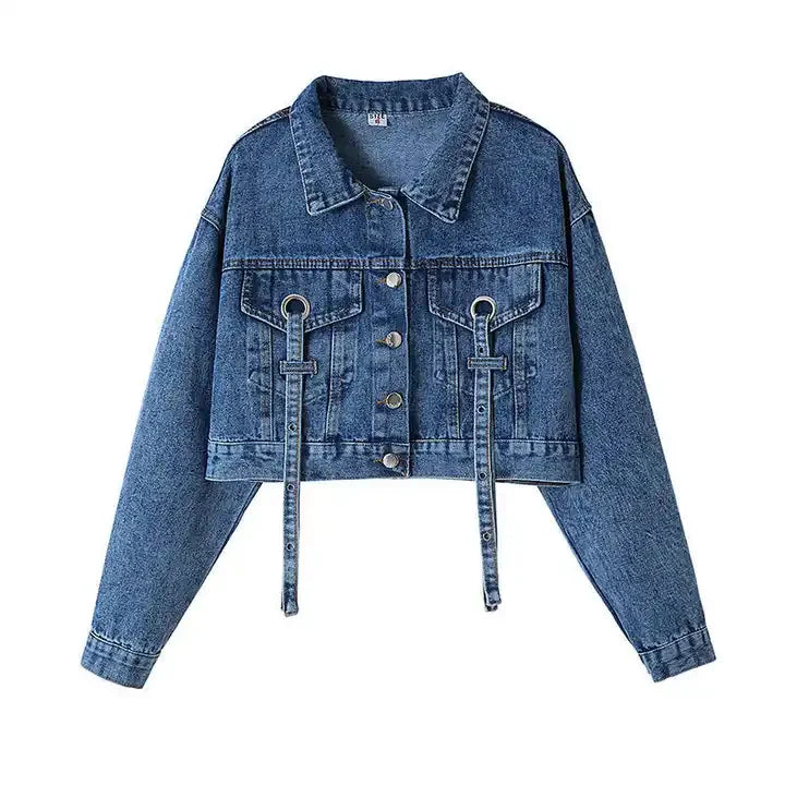 Women Denim Jean Jacket Casual Button up Oversized Coat Comfortable Fall Outwear Durable Ladies Denim Outerwear