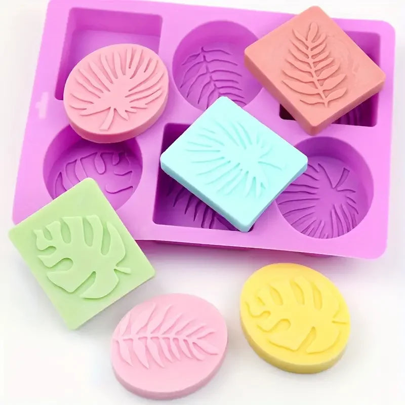Purple  Silicone Soap Oval Leaf Shape Bar Mold Kit for DIY Soaps and Crafts