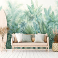 Germany Made Modern Jungle Green Blue Cream Non Woven Vinyl Wall Mural Sound-Absorbing Features for Bedroom Hospital Mall Use