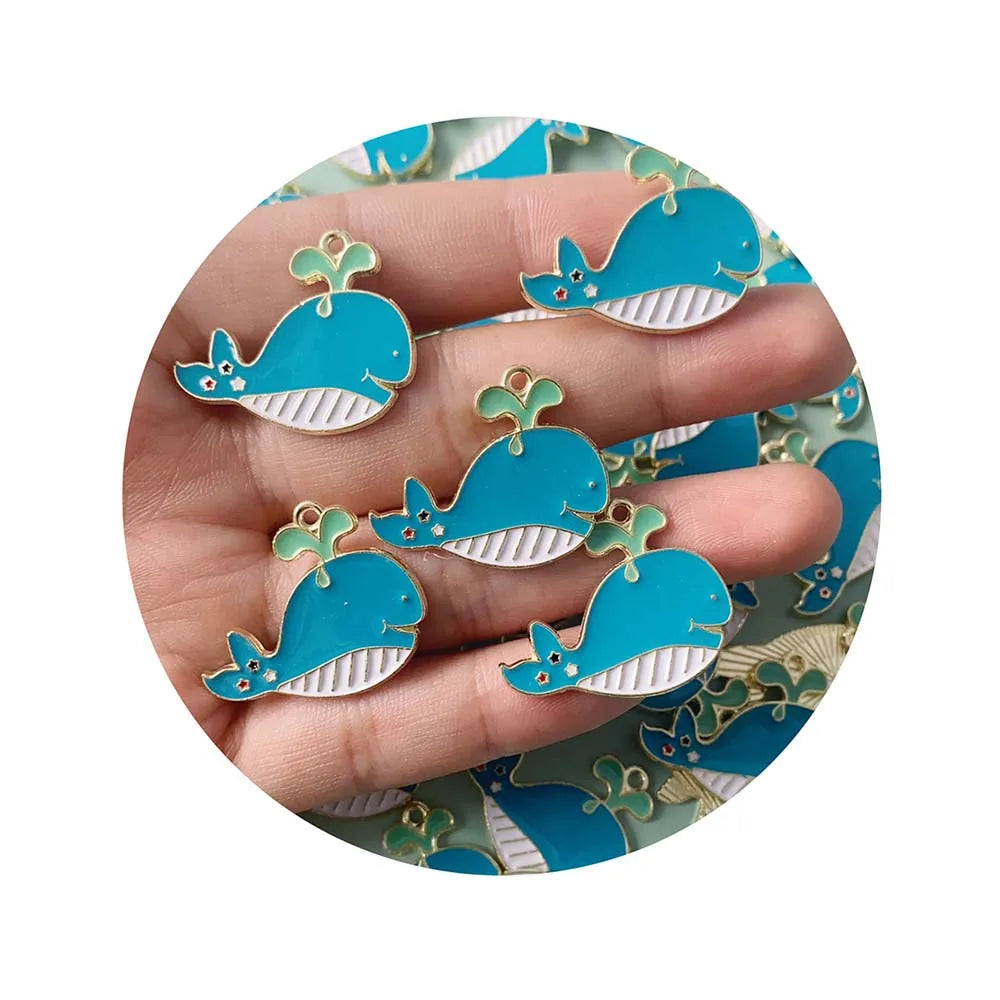 Bulk 100Pcs Enamel Ocean Sea Fish Charms Pendants Dangles Cartoon Whale Keychain for Jewelry Making Supplier