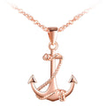 Rose Gold S925 Silver Anchor Necklace Pendant Simple Silver Jewelry Christmas Gift for Woman Girls