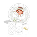 Hot White Baby Shower My Baptism Party Decorations for Birthday Cartoon Printing with Cylinder Fabric Event Circle Backdrop