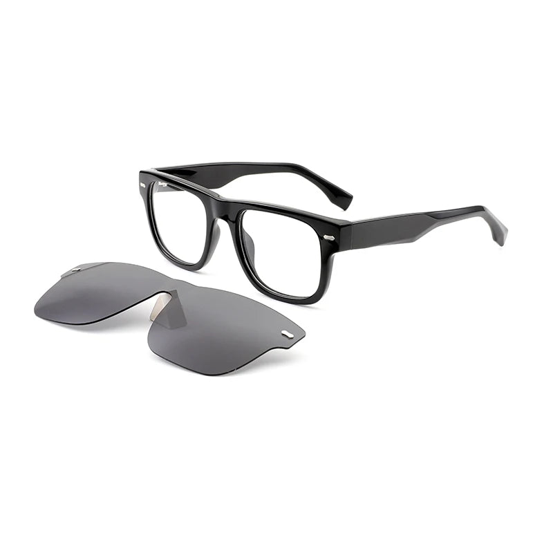 Wholesale Luxury Designer Acetate Frames Eyewear Polarized Clip-On Sunglasses with Magnetic for Men Vintage Style