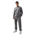 Dark Charcoal Fleece Pullover Sweatshirt with Matching Joggers Cozy Winter Urbanwear Two-Piece Outfit Featuring Elastic Waist