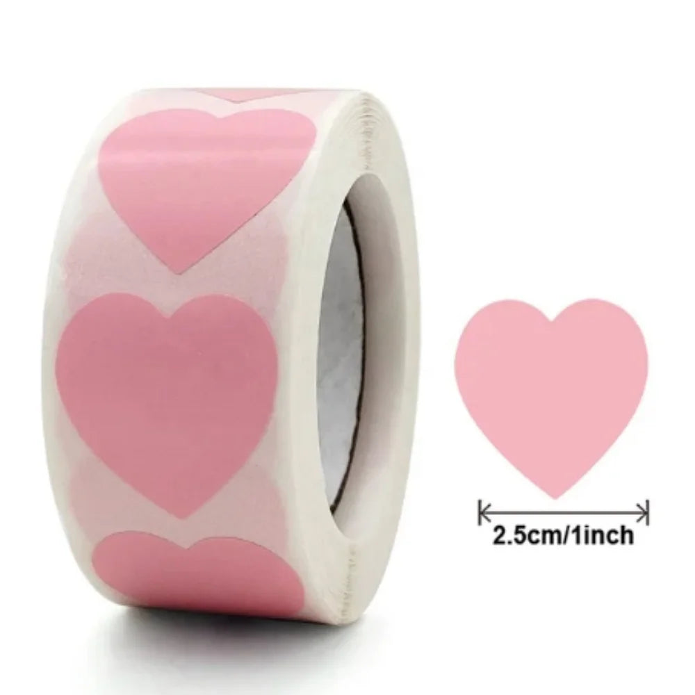 500Pcs 1inch Love Heart Stickers for Valentines Day Wedding Gift Wrapping Bag Packaging Sealing Labels Scrapbooking Diy Stickers