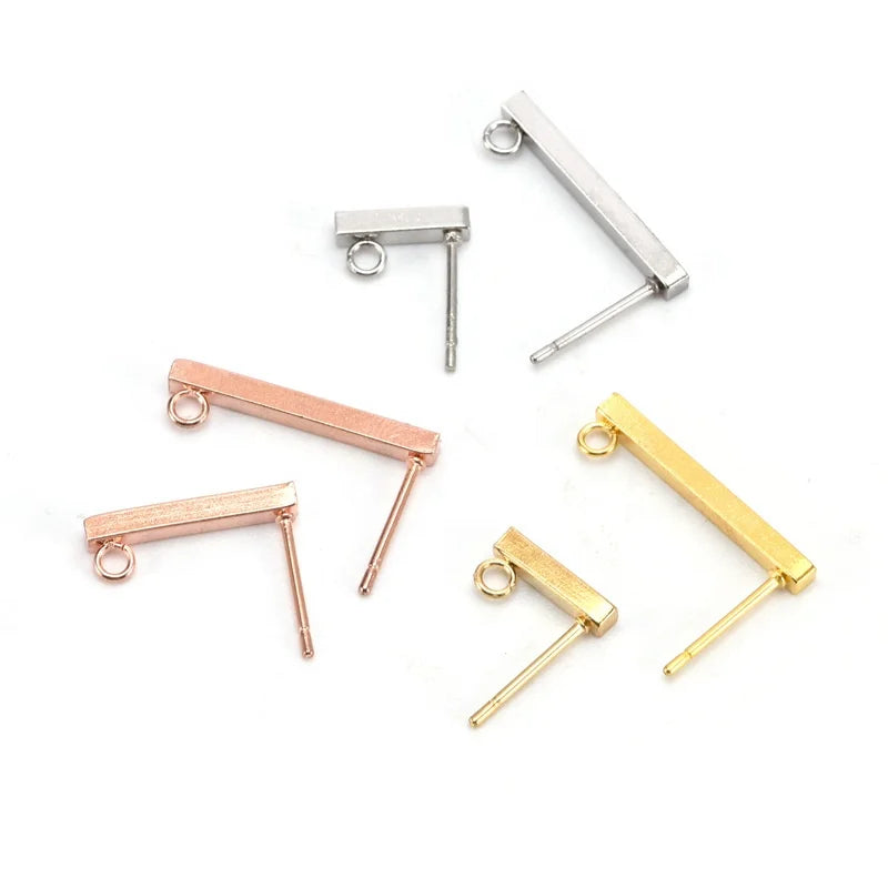 Stainless Steel Earring Set Stud bar Earrings with Loop Findings for Earring Jewelry Making