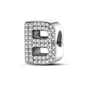 Silver Pave Letter Series-Letter B Charms Beads Fit Pan Bracelet With Zircon Classic Jewelry for Children Weddings Party