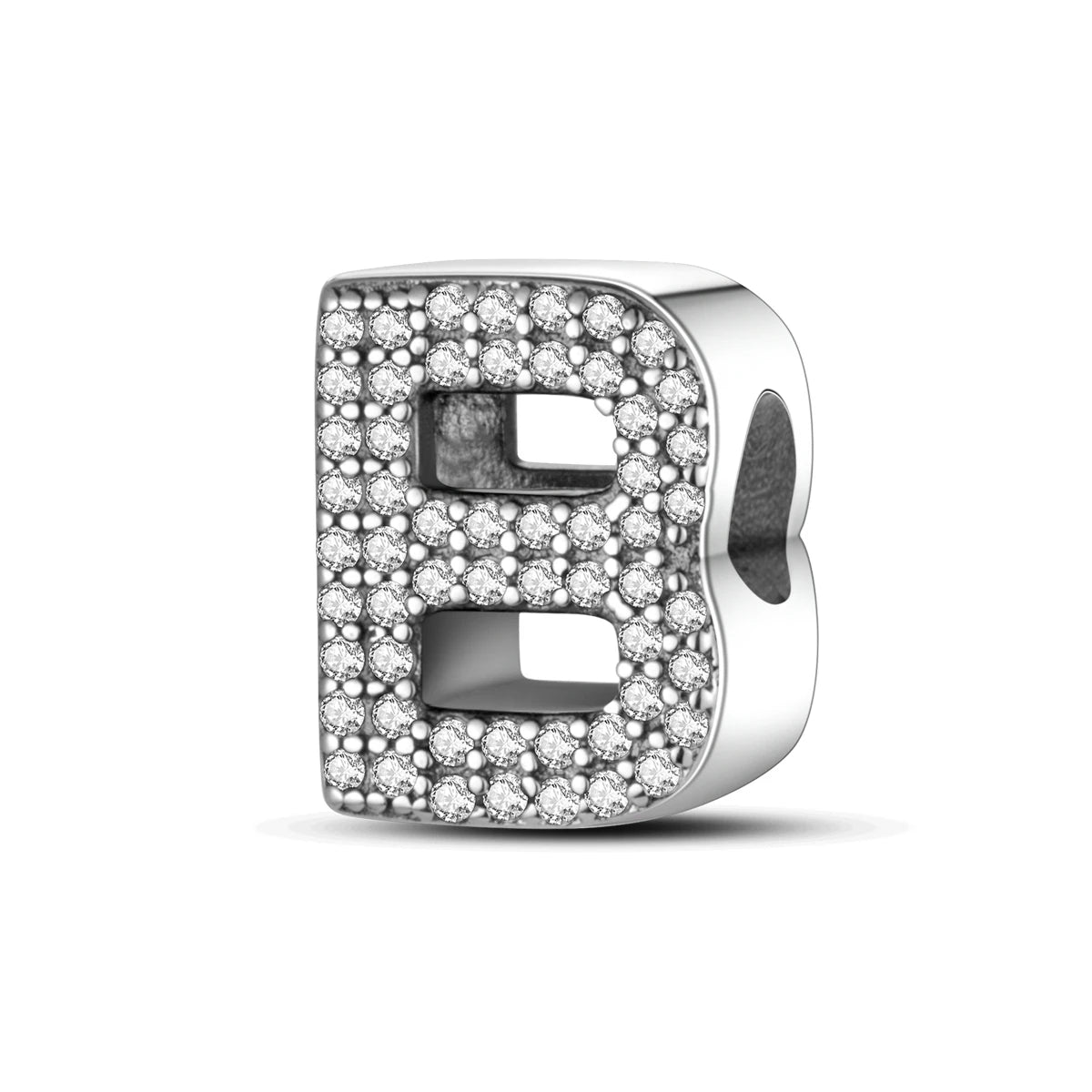 Silver Pave Letter Series-Letter B Charms Beads Fit Pan Bracelet With Zircon Classic Jewelry for Children Weddings Party