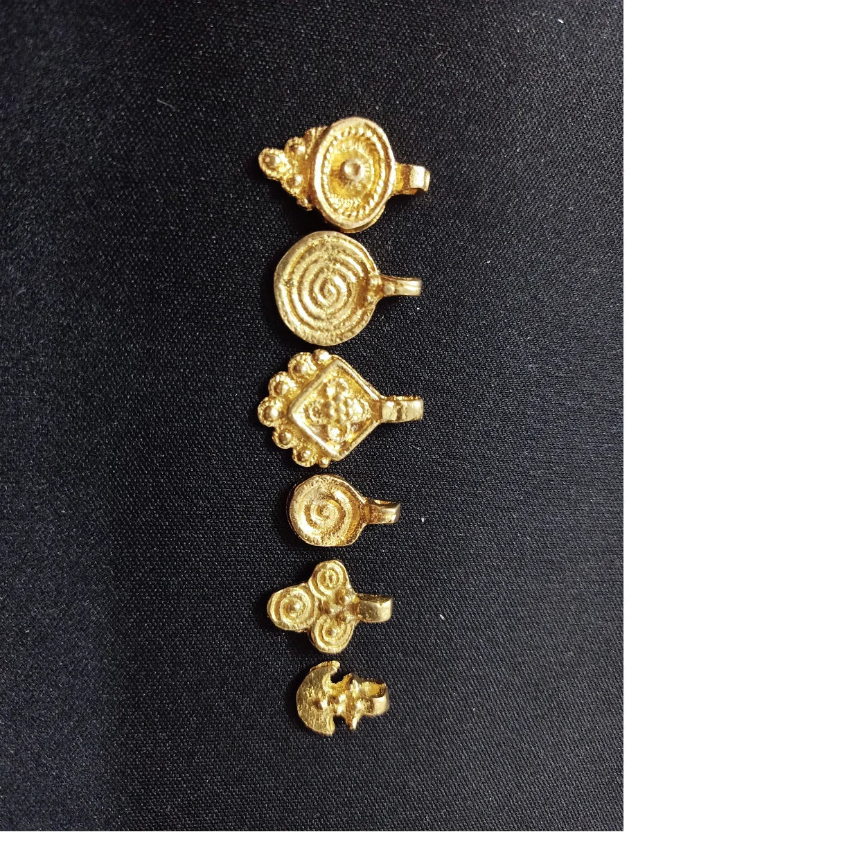 Handcrafted 10K Gold Plated Brass Charms Onyx for Micro Macrame-Tribal Antique Style Jewelry Making Supplies for DIY Bracelets