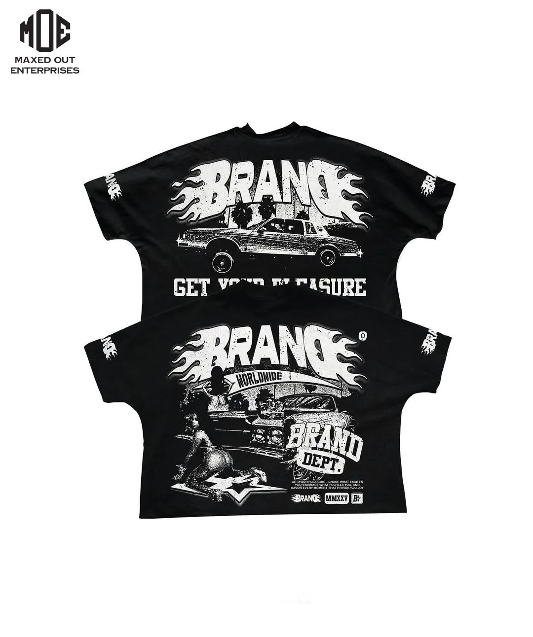 OEM Custom Brand 200g Worsted Long French Terry 100% Cotton Hip Hop Silk Screen Printed 2 Panel Distressed Bottom Men's T-shirts