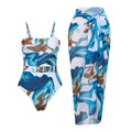 2025 European American Women's Square Neck High Waist Bandeau Skirt Swimdress 2-Piece Set Handmade Spandex/Polyester Stretch