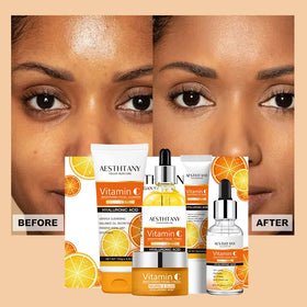 AESTHTANY Brightening Vitamin C Hyaluronic Acid Skin Care Set 5-Piece Moisturizing Anti Aging Facial Care Tone Wholesale