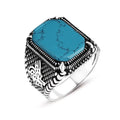 Azuris Turkish 925 Sterling Silver Men's Ring Fine Ottoman Style Natural Stone Black VALKH1371