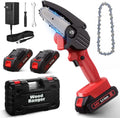 Wood Ranger Mini 4-Inch Electric Cordless Chainsaw Portable Home Garden Wood Cutting Tool 2 Batteries 2 Chains for Tree Trimming