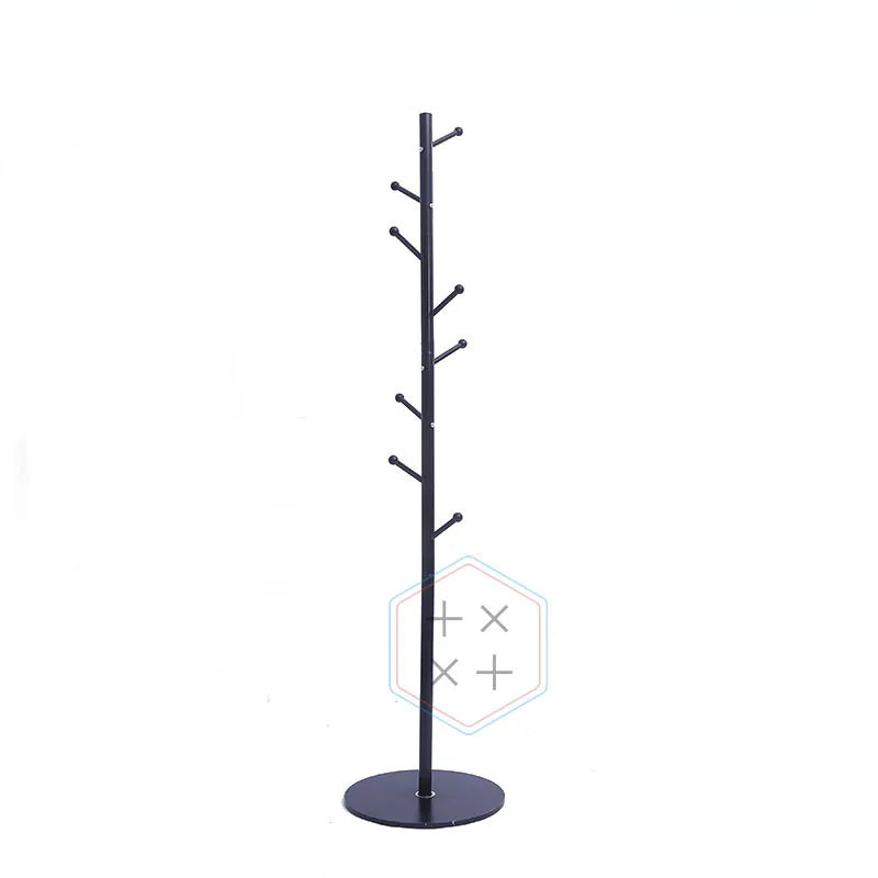 8 Adjustable Hooks Stand Hat Clothes Coat Rack  Metal for Home Black Iron Industrial Free Standing Living Room Furniture