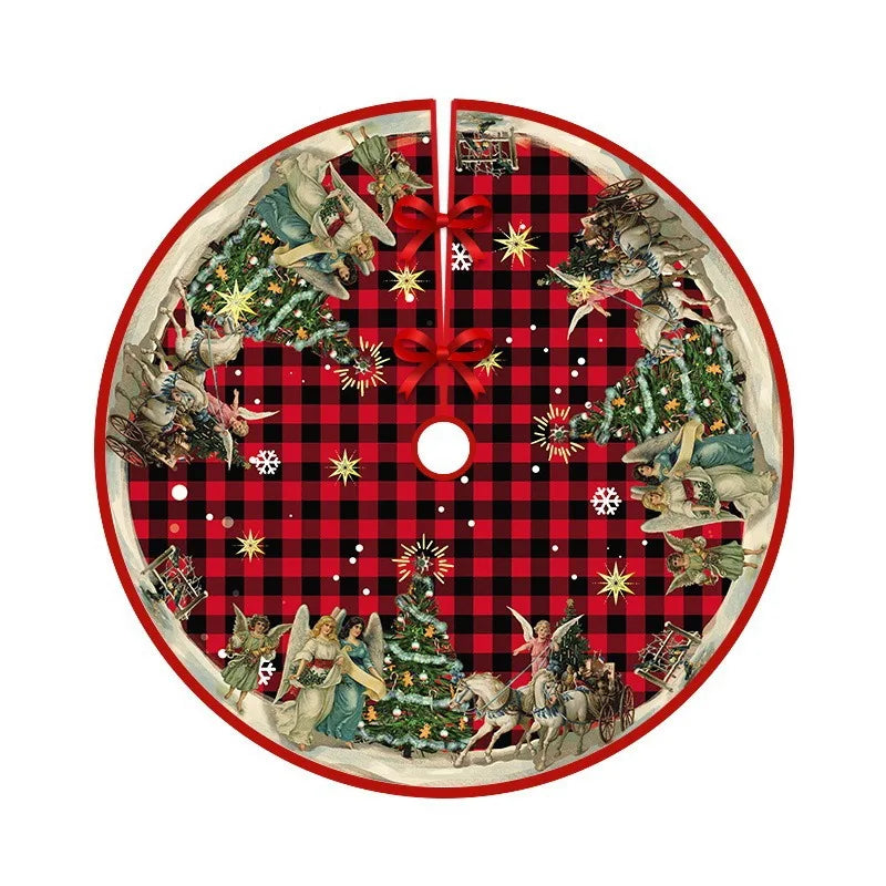 Good Quality Print 48 Thick Christmas Tree Skirt Decoration Sublimation Custom logo Satin Personalized Christmas Tree Skirt