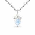 925 Sterling Silver Hexagon Cut Natural Blue Moonstone Pendant Necklace Rainbow Moonstone Jewelry