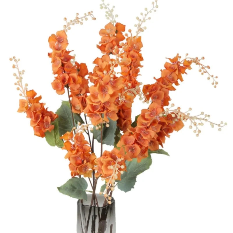 Artificial Orange Orchid Long Stem Flowers Tall Vase Orange Silk Flowers for Home Wedding Party Bouquet Decoration