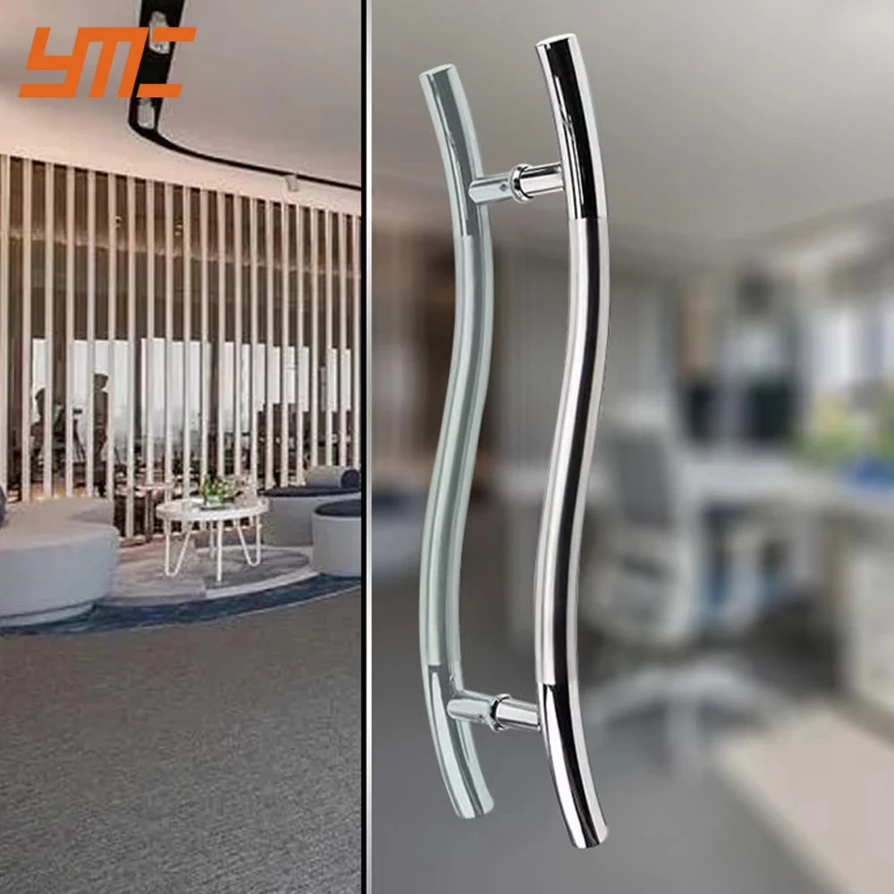 YMC Unique Stainless Steel Bathroom Door Knob Safety Pull Tubular Ladder Handle for Glass Doors  Office Glass Door Handle