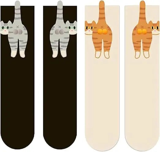 Women Funny Novelty 3D Cotton Cute Cat Socks with Balls