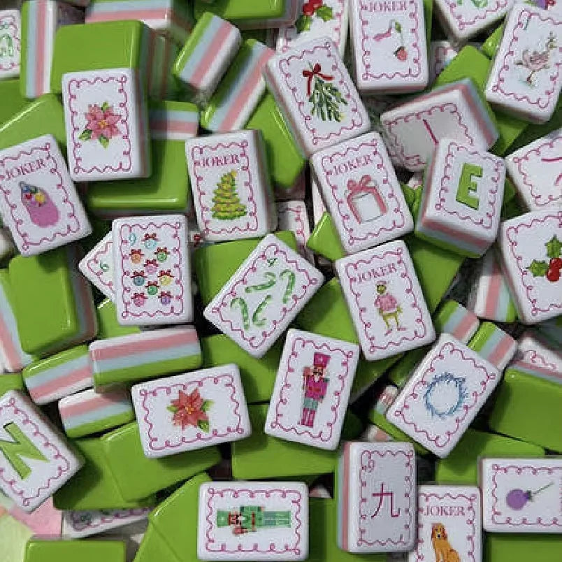New Custom the MERRY-ISH TILE SET Luxury American Mahjong Tiles Entertainment 4 Layers Christmas Mahjong Tiles MegaBDM