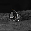 Turkish 925 Sterling Silver Men's Ring Ottoman Style Naturel Black Stone Handmade Fine Jewelry Azuris VALKH1298