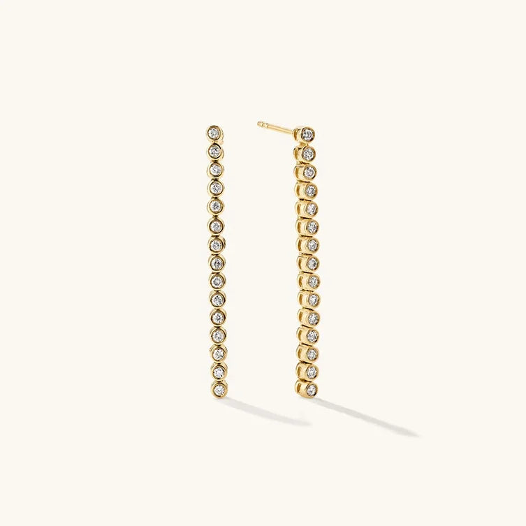 New Arrival 925 Sterling Silver 14/18K Gold Plated Vermeil Fine Luxury Jewelry Bezel CZ Lab Grown Diamond Tennis Stud Earring