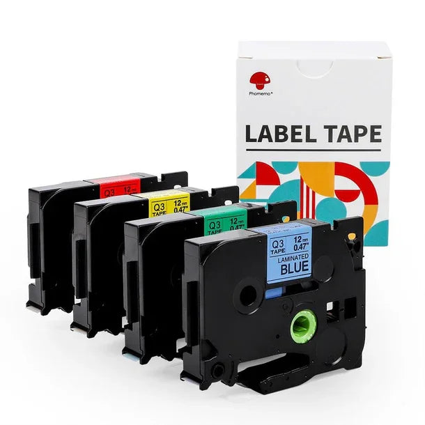 Phomemo Thermal Transfer Label Tape 9mm & 12mm for E1000pro/LM1600 Label Maker Single-Sided Rubber Adhesive for Masking Adhesion