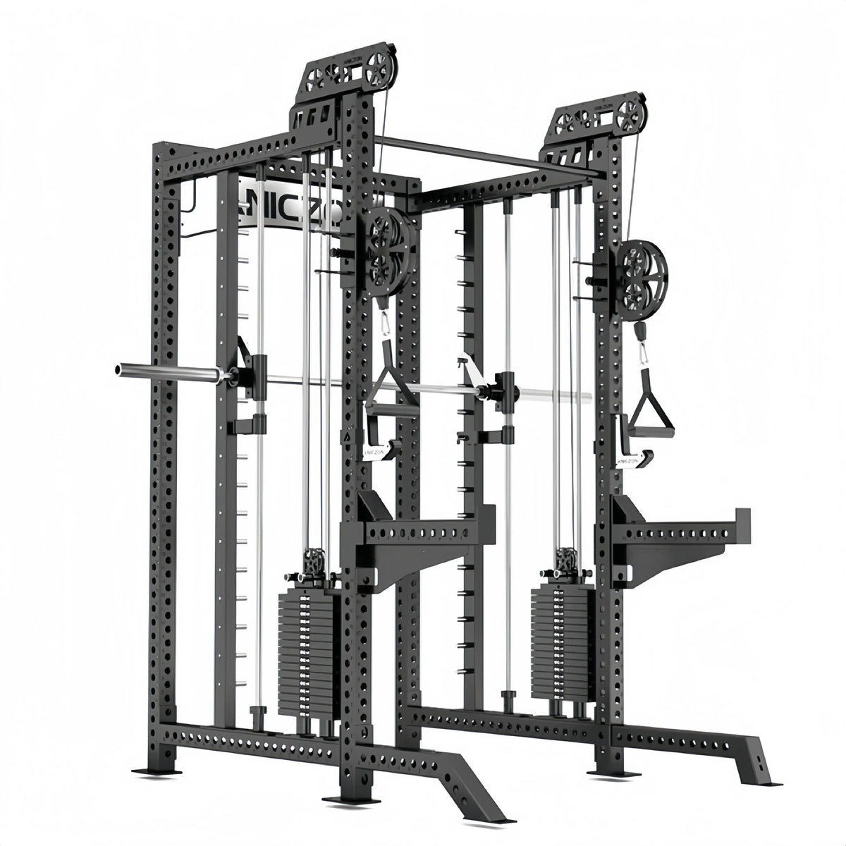 SK Fitness Gym Exercise Squat Rack Multi-Function Cable Station Adjustable Smith Machine Triceps/Chinning/Lat/Row