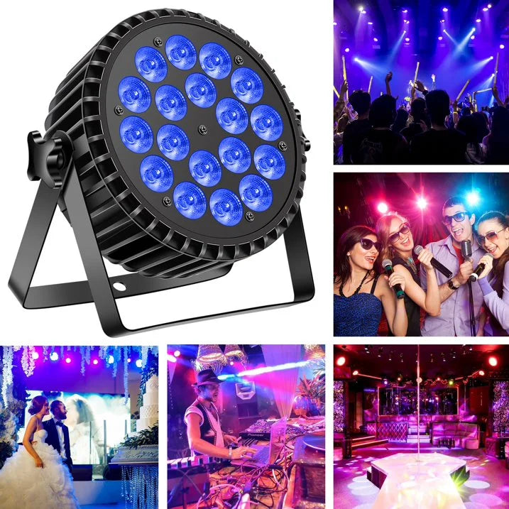 Slim Design 18x10W RGBW Par Can Light 4-in-1 LED Die Cast Aluminum Party Light with Sound Mode for Stage KTV Wedding Disco