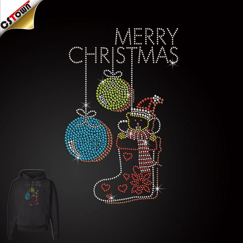 Low Minimum Order Quantity Rhinestone Hotfix Transfer Christmas Rhinestone Heat Transfers