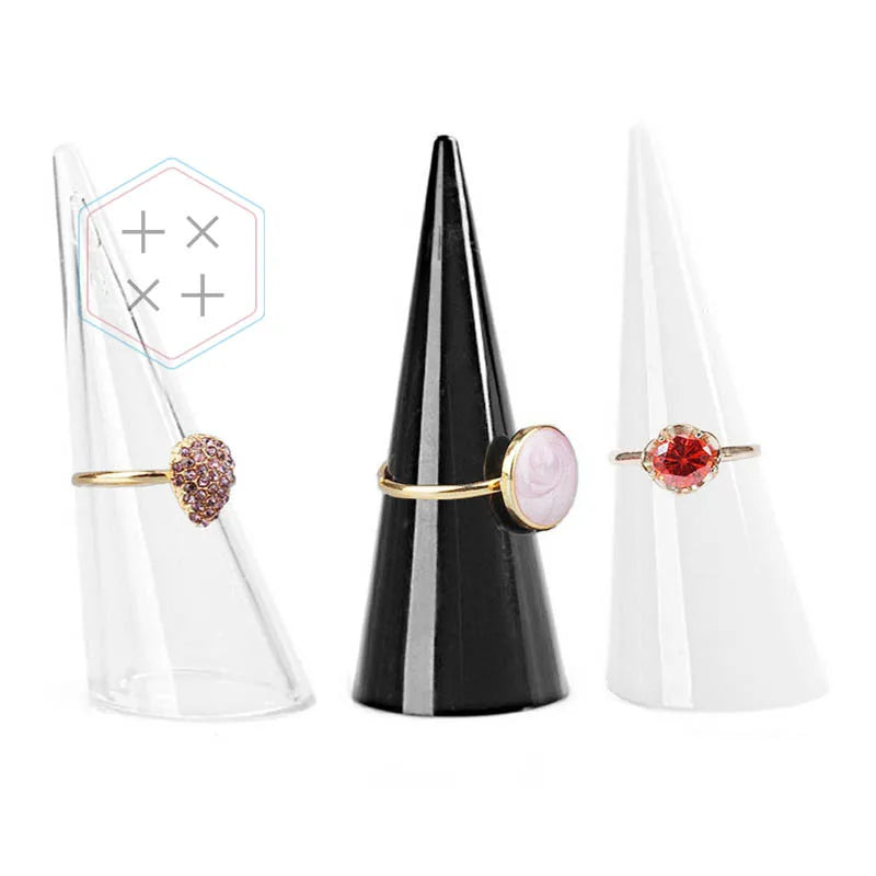 Cone Shape Acrylic Jewelry Display Stand for Rings Portable Modern Design