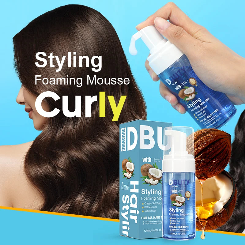 DBUTY Strong Hold Natural Rich Foam Organic Creates Soft Waves Organic Non-Crunchy Bouncy Hair Fixing Mousse for Curly Hair