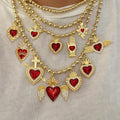Wholesale 18K Gold Plating Red Heart with Diamonds Fashion Pendants Charms Accessories Making for Necklace