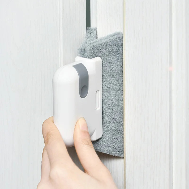 2 in 1 Window Groove Cleaning Brush & Cloth with Handle for Window Slots Bathroom Floors and Tight Spaces