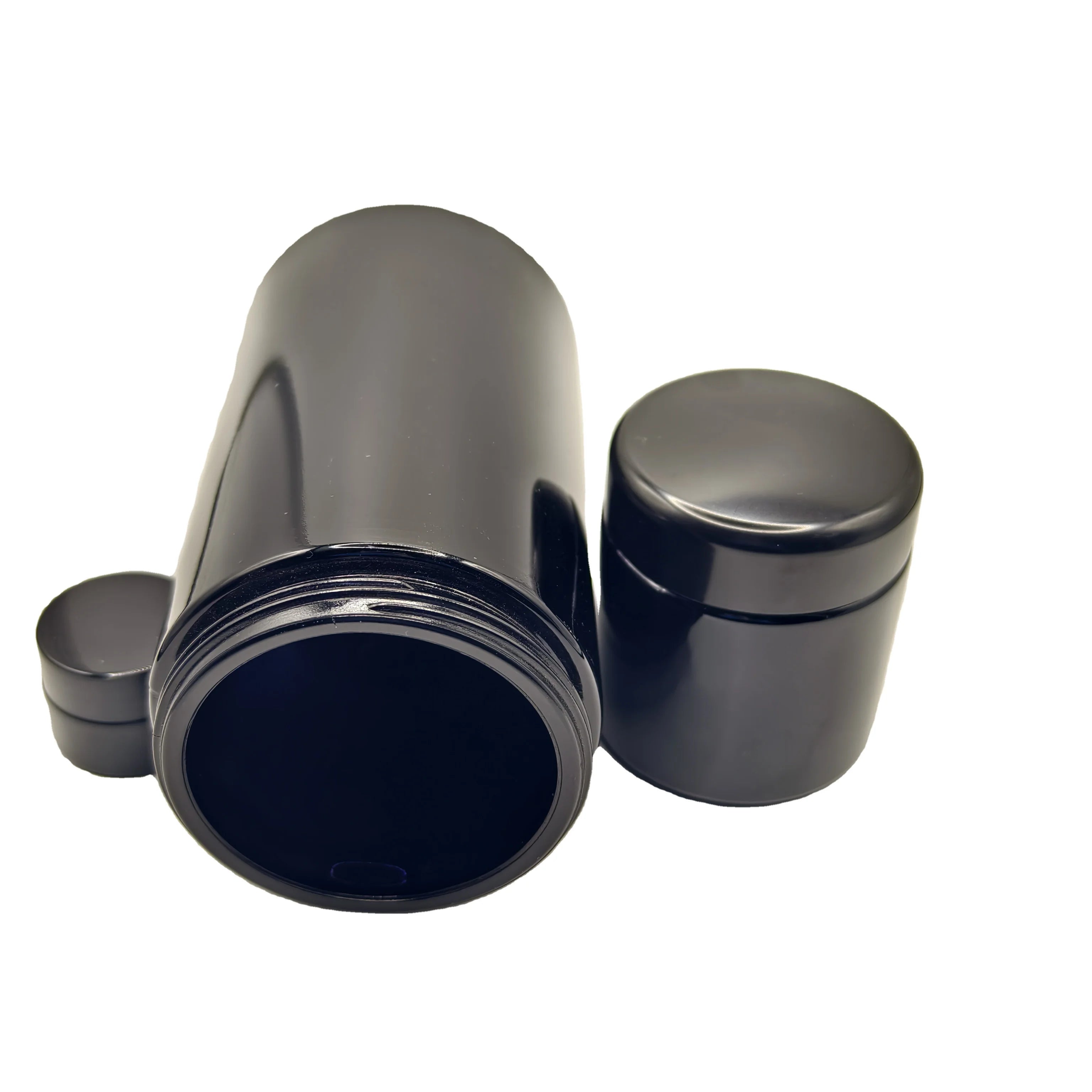 Custom 2oz 3oz 3.5g 4oz 5oz Child Resistant Matte Black UV Jar Flower Packaging Glass Jar with Black Plastic Screw Lid