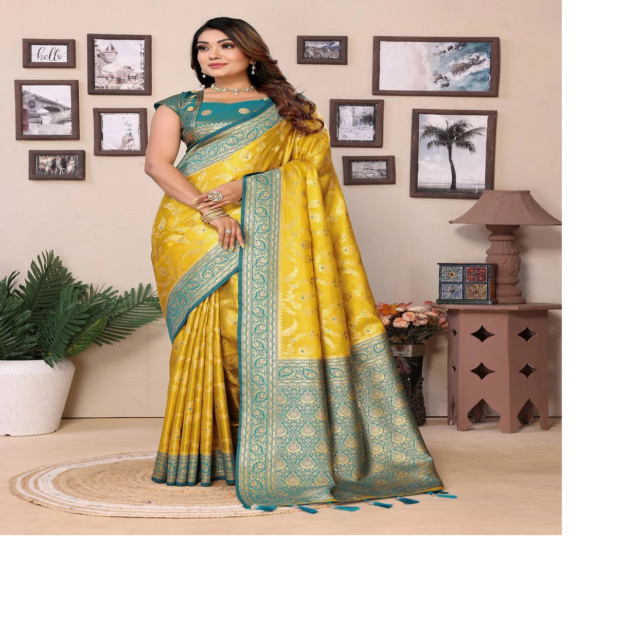 Custom Made Pure Banarasi Tissue Silk Sarees Vintage Winter Party All Over Jaal Meenkari Woven Border Pallu for Resale Purposes