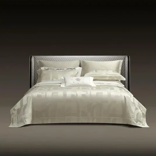 Wholesale White 100% Cotton Home Textiles Duvet Cover 4pcs Bed Fitted Sheets Jacquard Designer Bedding Set