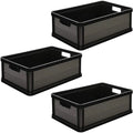keeeper Robust Transport Box Acid Resistant and Food Safe 60 x 40 x 22 cm 45 l Robert Graphite Grey 3 Pieces