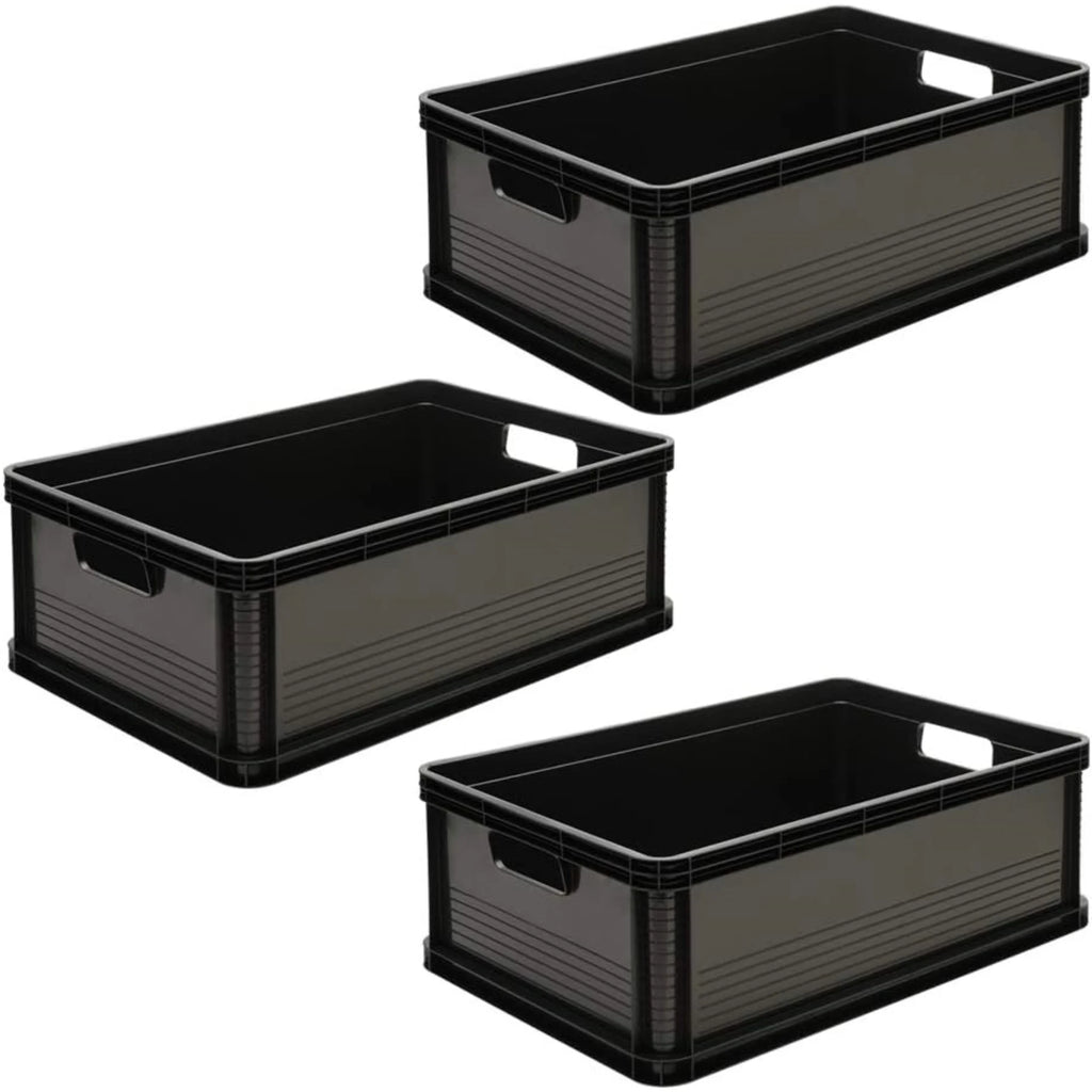 keeeper Robust Transport Box Acid Resistant and Food Safe 60 x 40 x 22 cm 45 l Robert Graphite Grey 3 Pieces