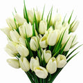 Artificial Tulips Flowers for Plants Faux Plastic Silk Floral Arrangement for Home Indoor Outside Table Vase Garden Spring Decor
