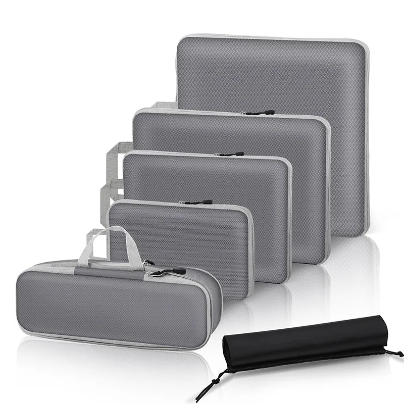 Luxury 6 Piece Polyester Compression Packing Cubes Durable Travel Organizer with Double Zipper Capacity Sewing Fashion Style